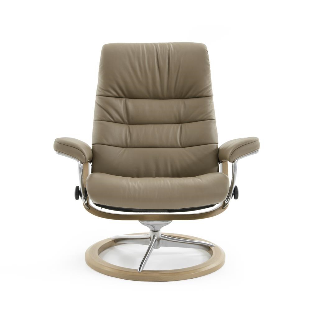Stressless opal large leather reclining chair and ottoman in brown hot sale by stressless